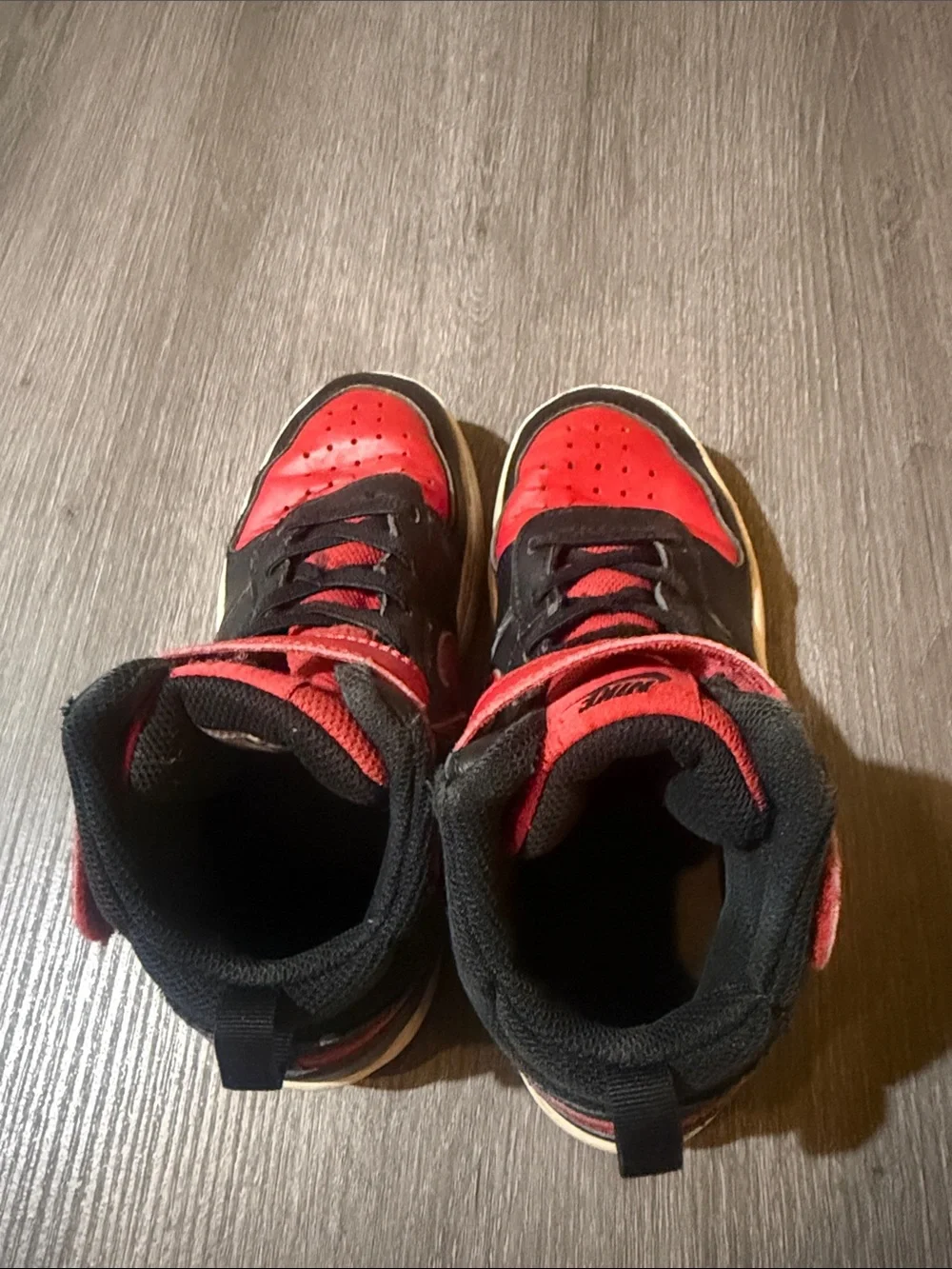 Nike Kids High-Top Sneakers in Black and Red